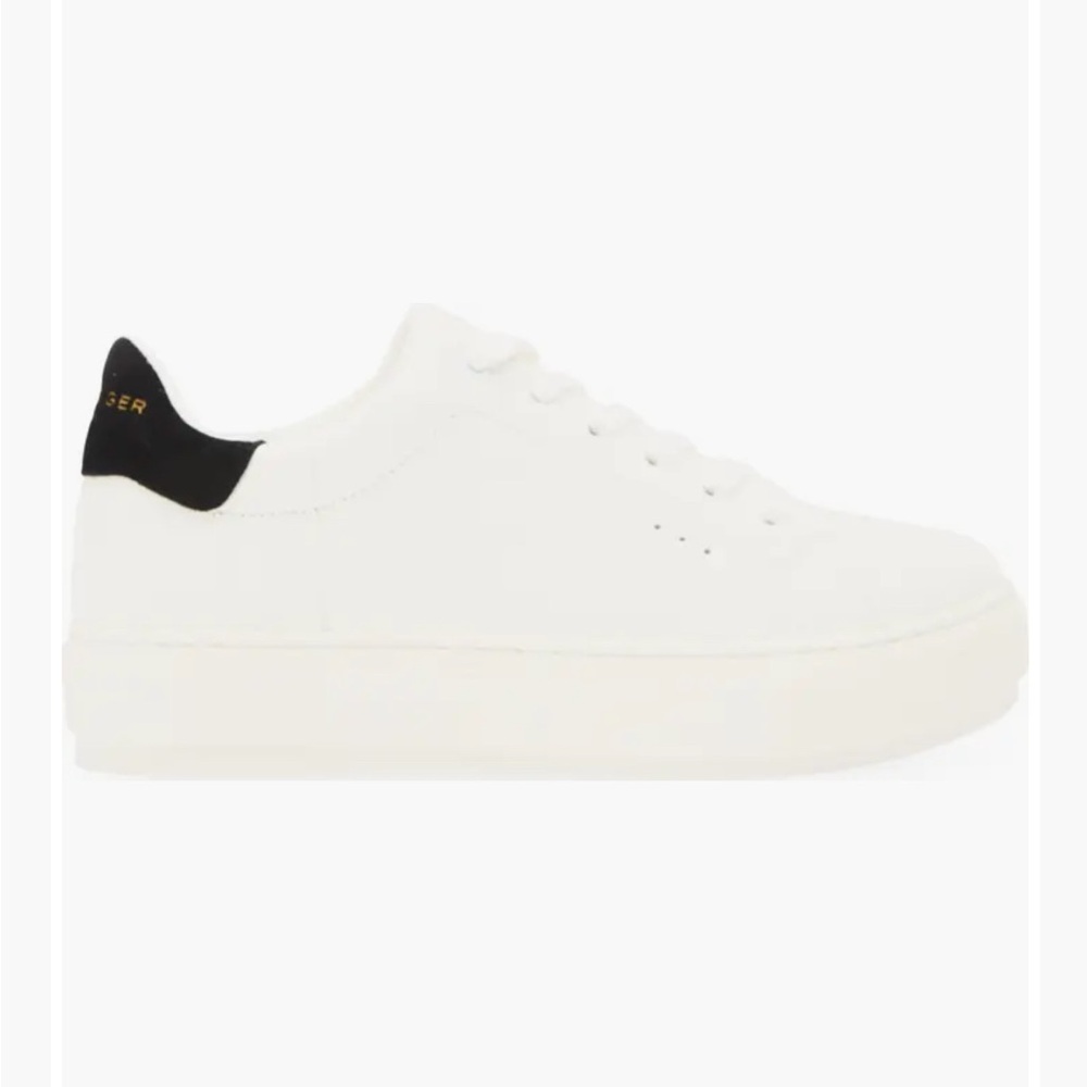 White Sneakers with Black Heel Accent